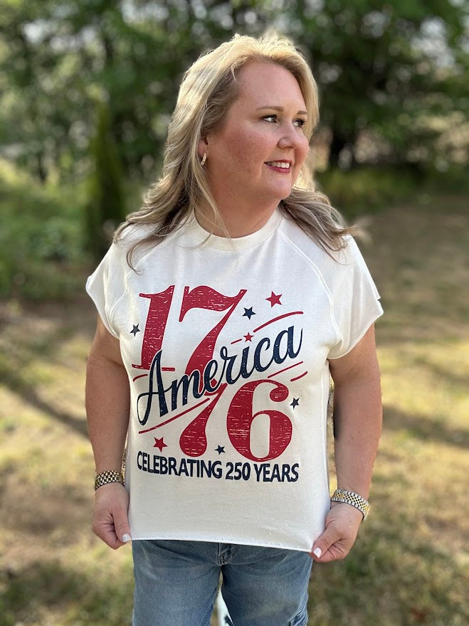 1776 America Graphic Edgy Cropped Shirt