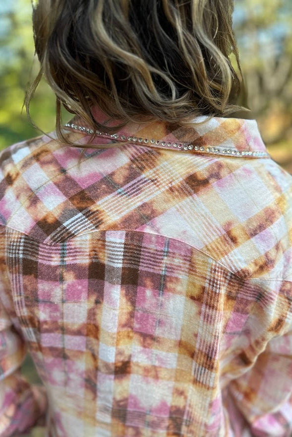 A Rare Bird Pink Plaid Cotton Flannel Button-Down Shirt Dress