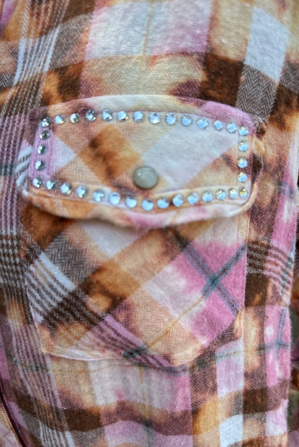 A Rare Bird Pink Plaid Cotton Flannel Button-Down Shirt Dress