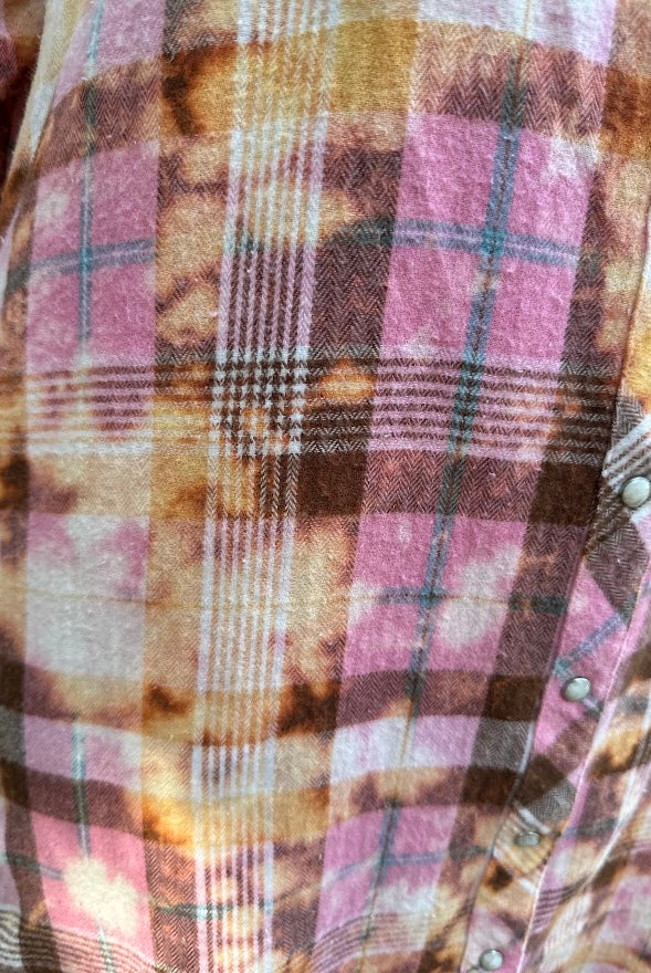 A Rare Bird Pink Plaid Cotton Flannel Button-Down Shirt Dress