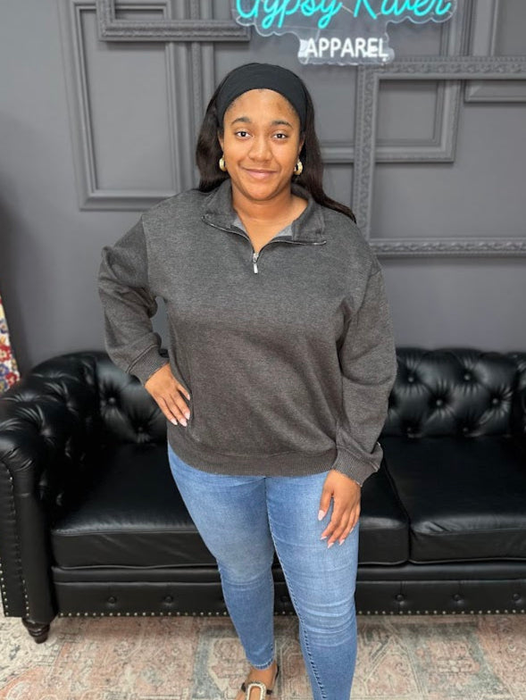 acid wash half zip sweatshirt, women’s acid wash pullover, vintage wash sweatshirt, quarter zip sweater, blue acid wash sweatshirt, casual boutique sweatshirt, oversized half zip, cozy fall pullover, women’s boutique tops, mineral wash sweatshirt, comfy everyday sweatshirt, Gypsy River pullover