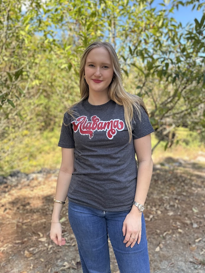Alabama graphic tee
Crimson Tide shirt
Alabama game day shirt
Roll Tide tee
University of Alabama shirt
Alabama fan gear
women’s game day outfit
Alabama t-shirt
boutique game day tee
soft cotton graphic tee
Alabama script shirt
southern boutique style
comfy Alabama shirt
casual weekend tee
gameday look Alabama
Alabama spirit wear
Gypsy River Alabama shirt
Tuscaloosa boutique apparel
women’s college football tee