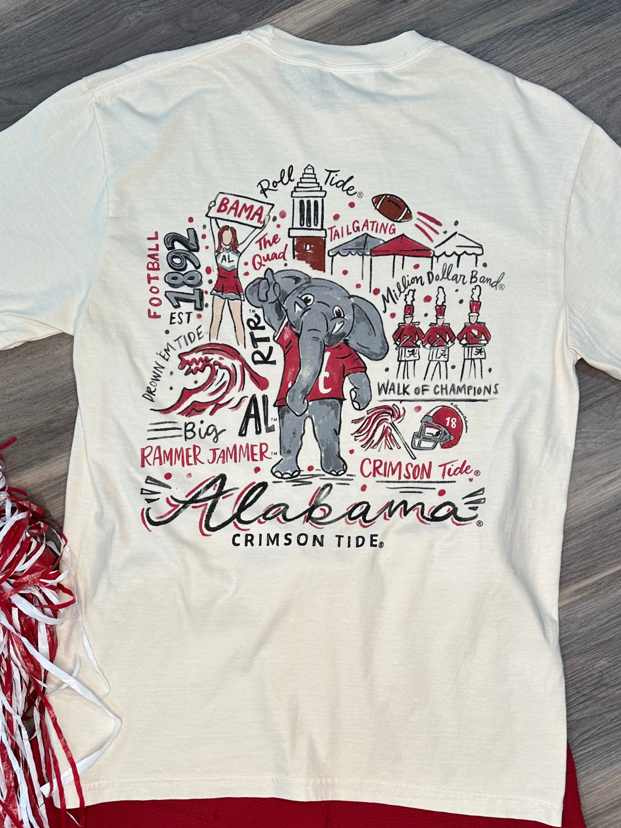 University of Alabama tee, Crimson Tide shirt, Big Al shirt, Comfort Colors Alabama tee, Alabama traditions tee, officially licensed Bama gear, game day tee