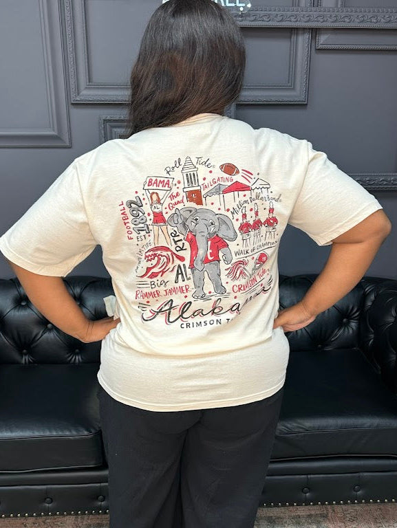 University of Alabama tee, Crimson Tide shirt, Big Al shirt, Comfort Colors Alabama tee, Alabama traditions tee, officially licensed Bama gear, game day tee
