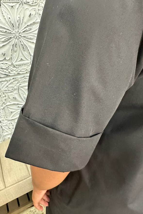 Black Collared Poplin Dress