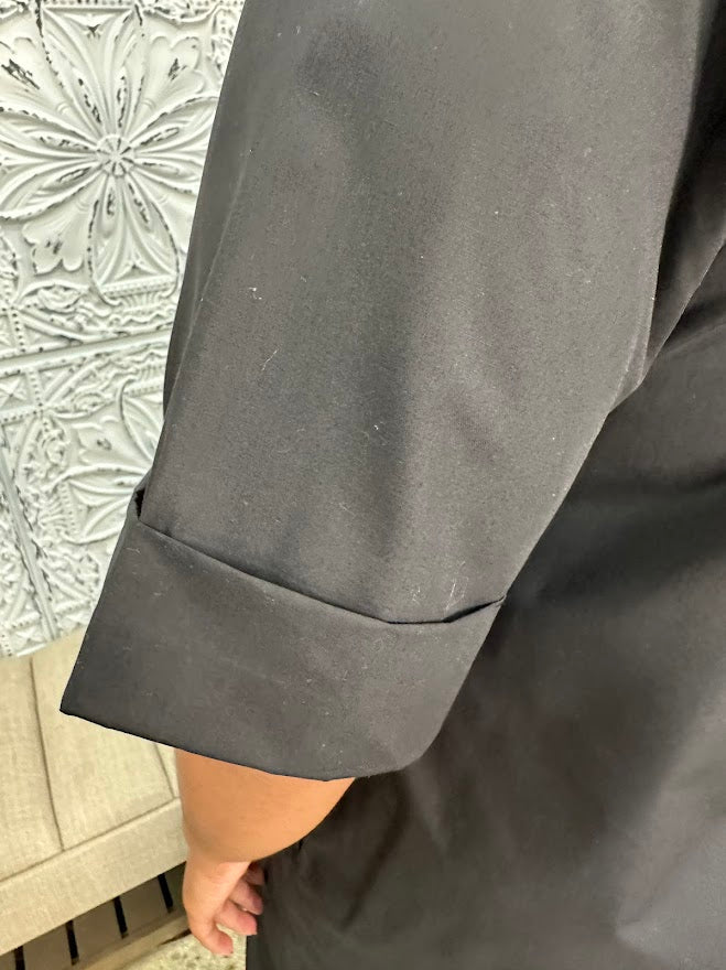 Black Collared Poplin Dress