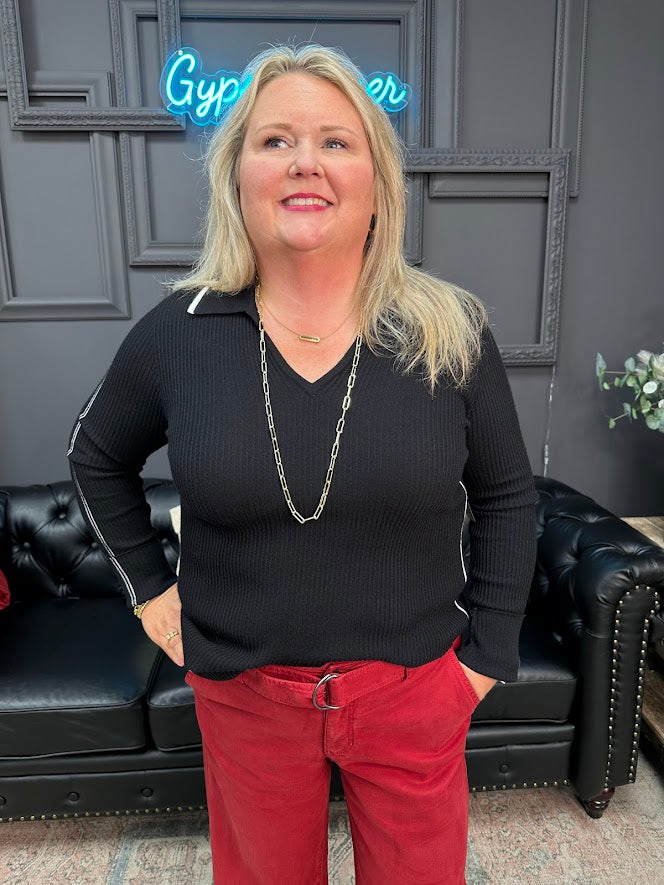 with Collar and Stripe Detail liverpool women's fashion