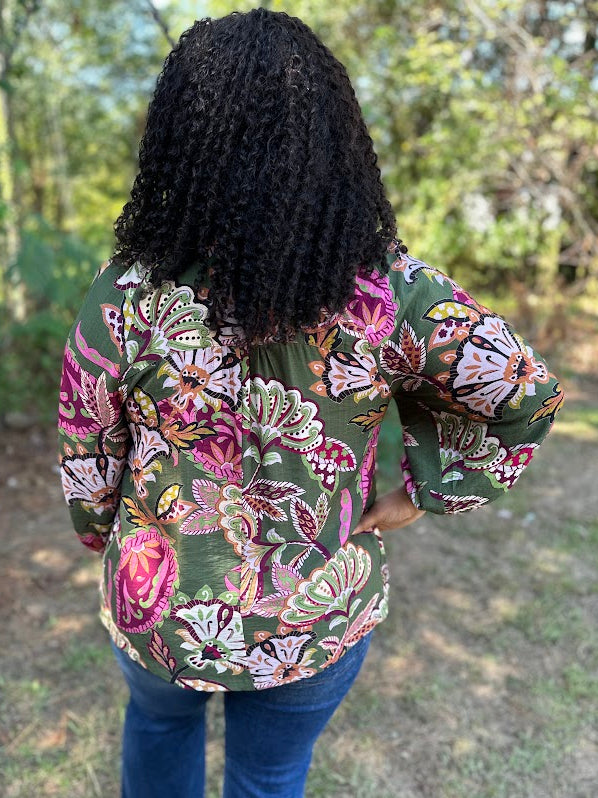 Boho Paisley Puff Sleeve Blouse