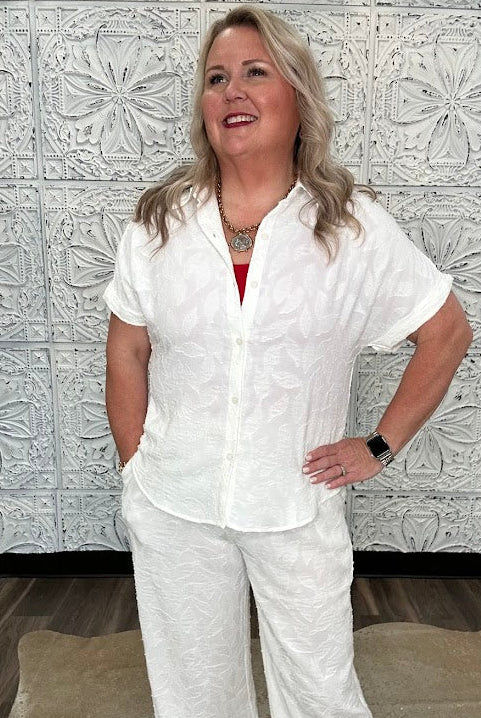 Breezy Jacquard Button Front Shirt