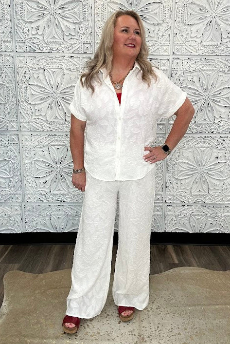 Breezy Jacquard Button Front Shirt