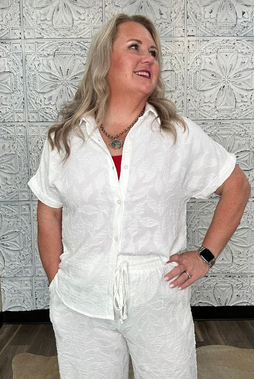 Breezy Jacquard Button Front Shirt