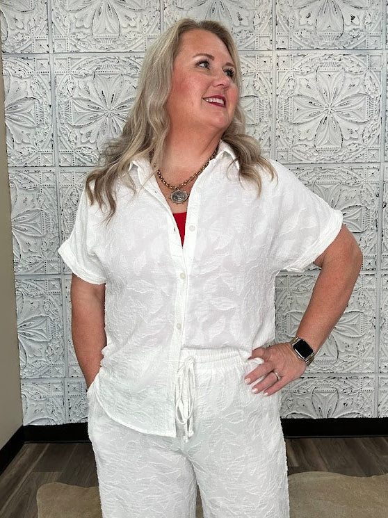 Breezy Jacquard Button Front Shirt