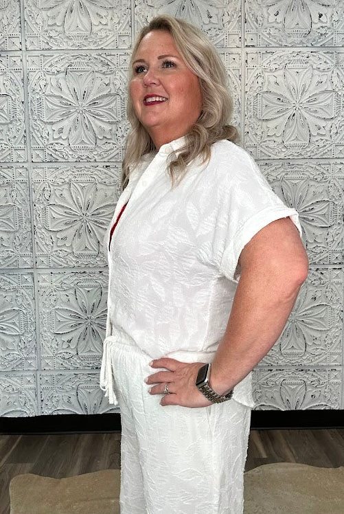 Breezy Jacquard Button Front Shirt