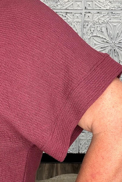 Burgundy Knit Top with Pocket