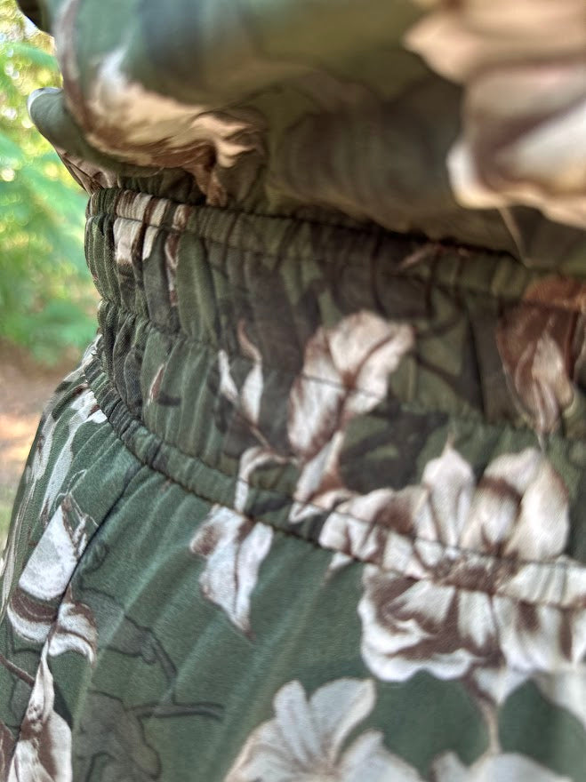 CURVY Olive Floral Tiered Maxi Dress