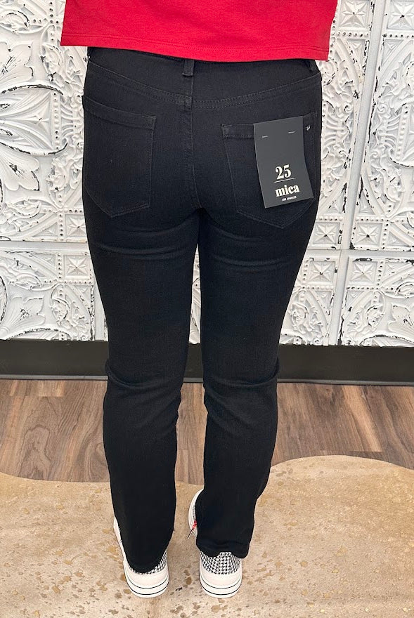 Classic Black Mid-Rise Ankle Straight Jeans