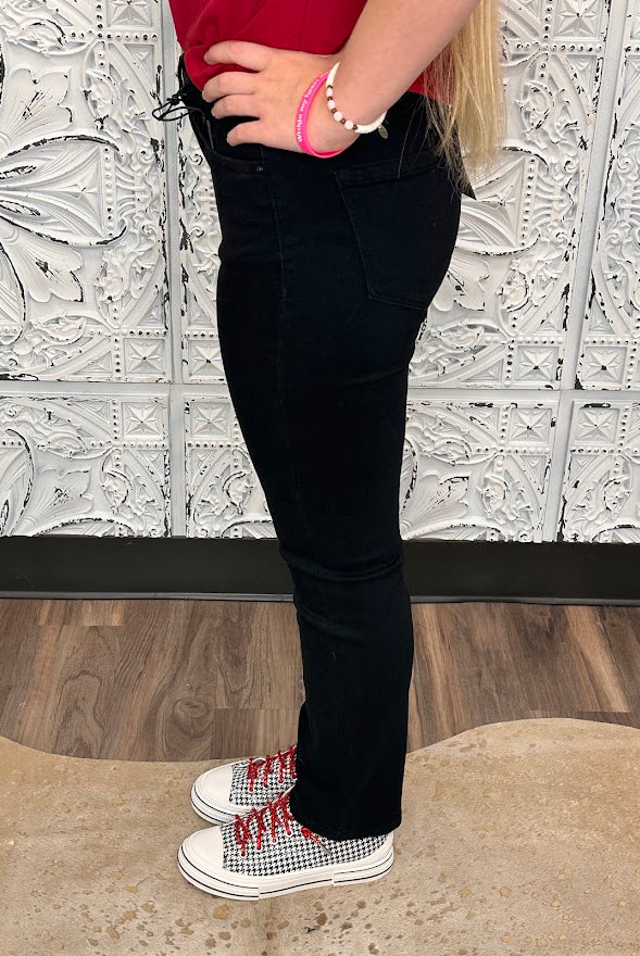 Classic Black Mid-Rise Ankle Straight Jeans