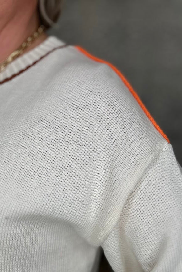 Contrast Stitch Short Sleeve Sweater