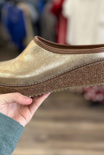 Corky's Better Half Gold Wash Metallic Clog