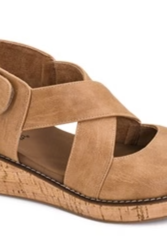 Corkys Bring It In Platform Wedge Sandal in Cognac