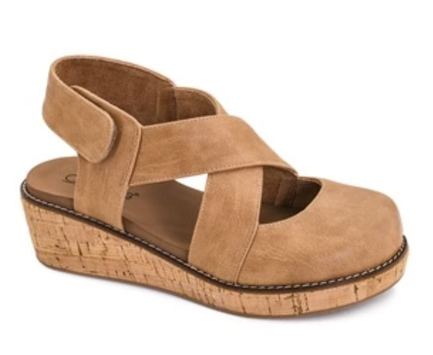 Corkys Bring It In Platform Wedge Sandal in Cognac