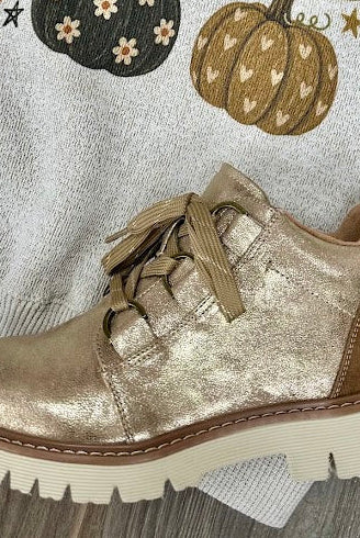 Corkys "Campfire" Gold Metallic Lace Up Boots