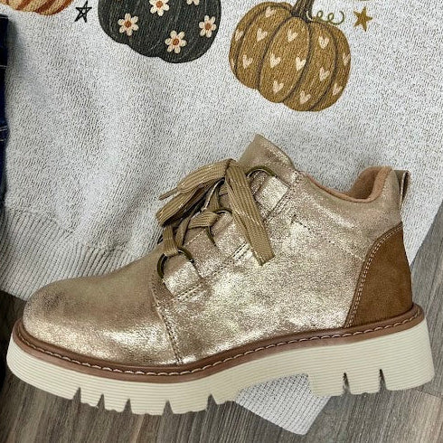 Corkys "Campfire" Gold Metallic Lace Up Boots