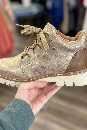 Corkys "Campfire" Gold Metallic Lace Up Boots