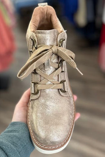 Corkys "Campfire" Gold Metallic Lace Up Boots