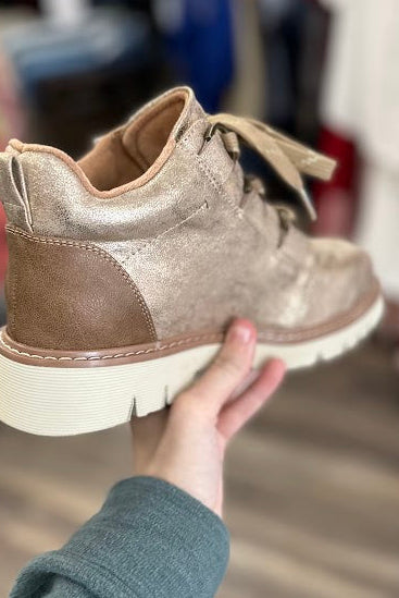 Corkys "Campfire" Gold Metallic Lace Up Boots