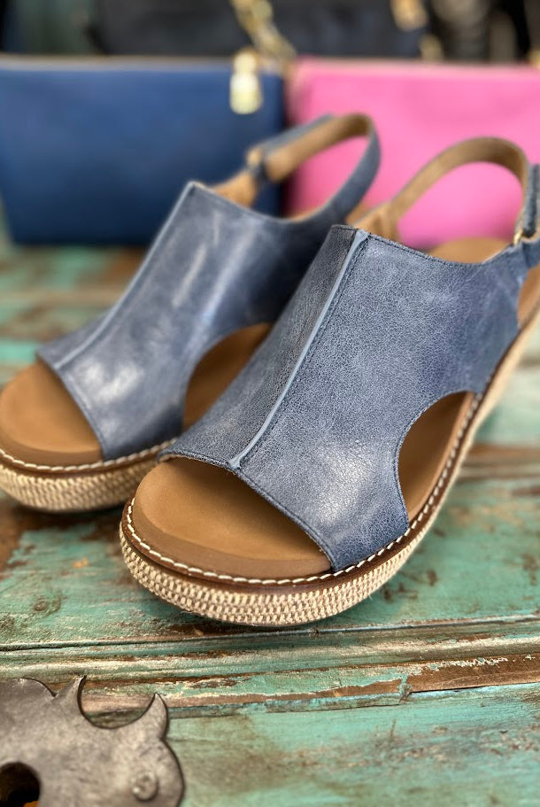 corkys wedges, corkys carley sandals, blue wedge sandals, comfortable wedge heels, casual wedges women, slingback wedges, summer platform sandals