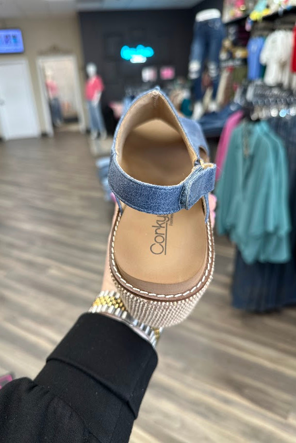 corkys wedges, corkys carley sandals, blue wedge sandals, comfortable wedge heels, casual wedges women, slingback wedges, summer platform sandals