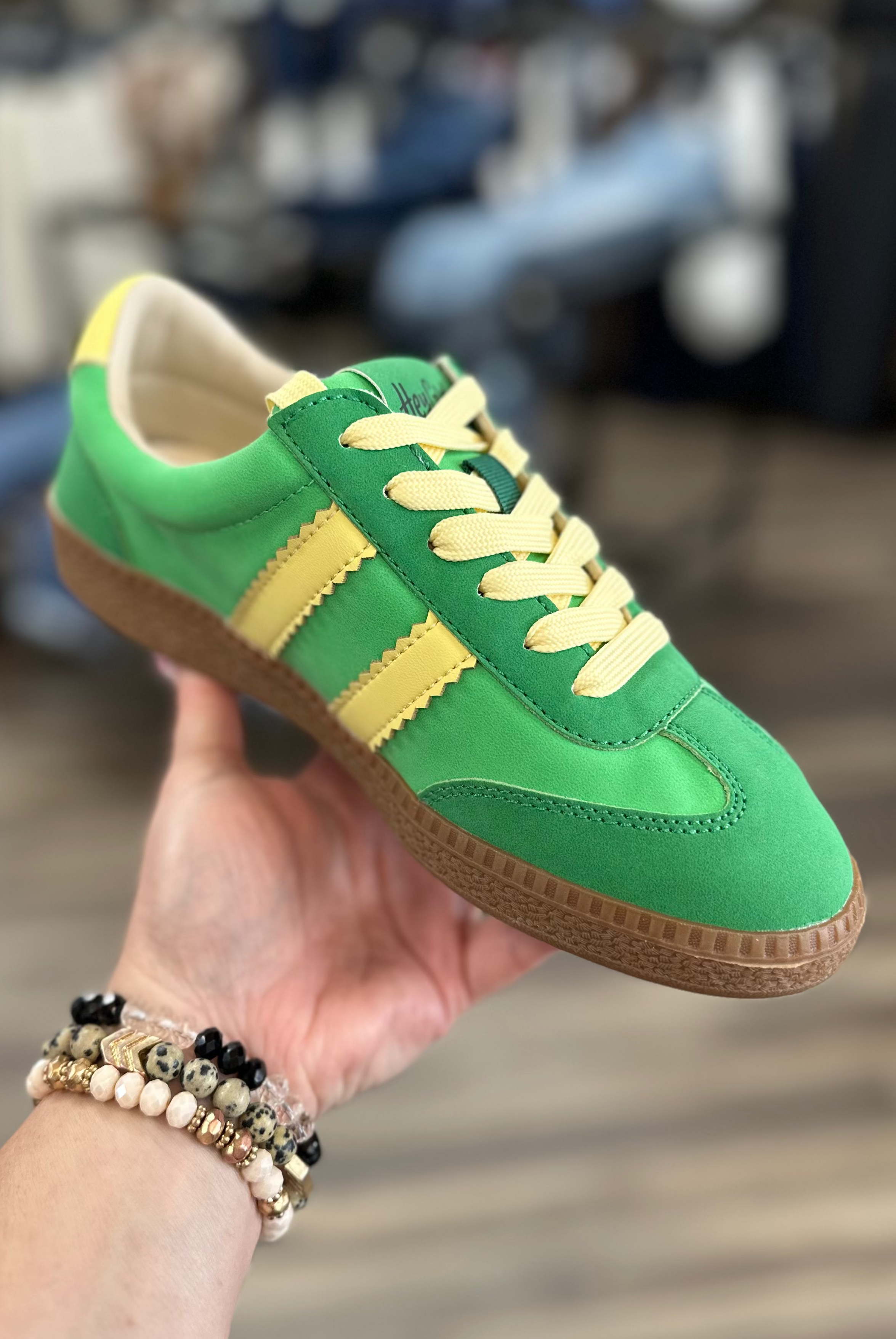 Corkys sneakers, green sneakers women, sporty sneakers, retro style tennis shoes, Corkys Head Up, casual lace up sneakers