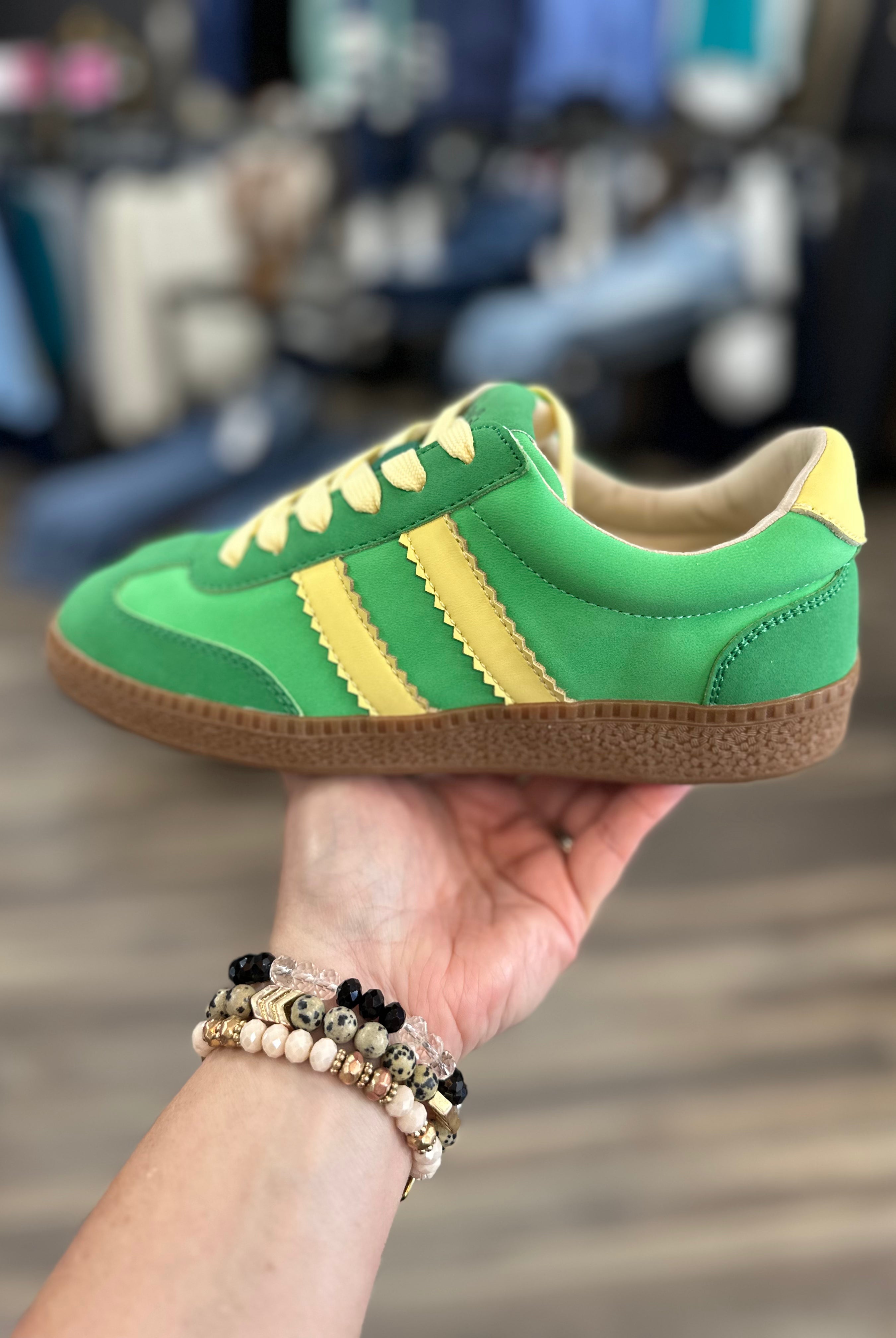 Corkys sneakers, green sneakers women, sporty sneakers, retro style tennis shoes, Corkys Head Up, casual lace up sneakers