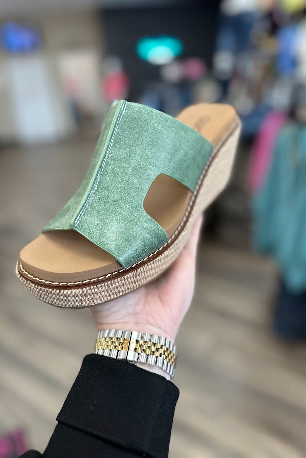 corkys wedges, green wedge sandals, corkys platform sandals, braided wedge shoes, comfortable wedges for women, corkys sandals, spring wedges, summer platform sandals