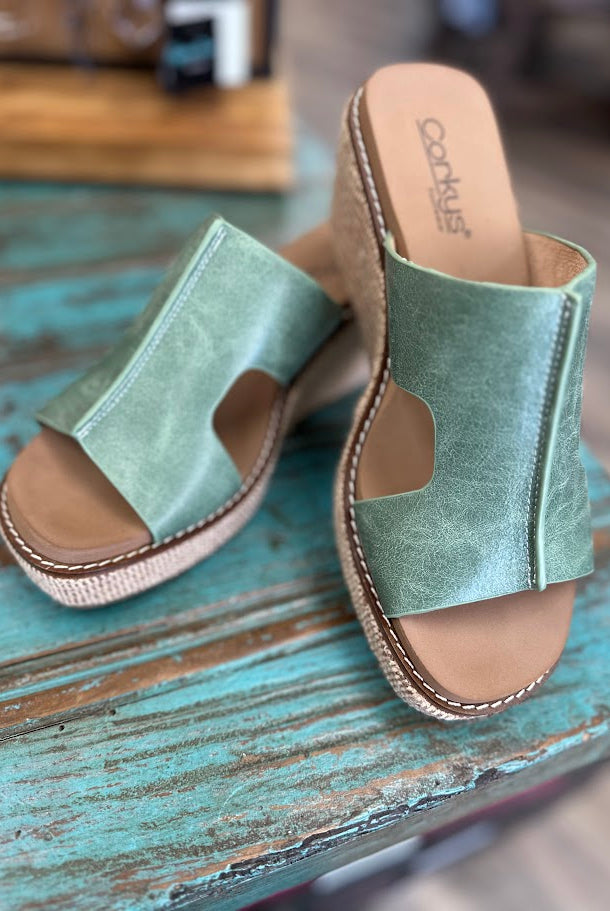 corkys wedges, green wedge sandals, corkys platform sandals, braided wedge shoes, comfortable wedges for women, corkys sandals, spring wedges, summer platform sandals