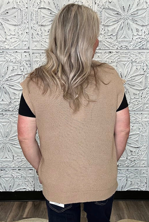 Cotton Linen Button Down Knit Top