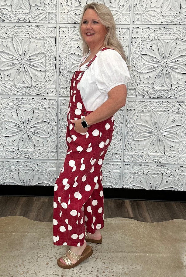 Crimson & White Checkered Jumpsuit