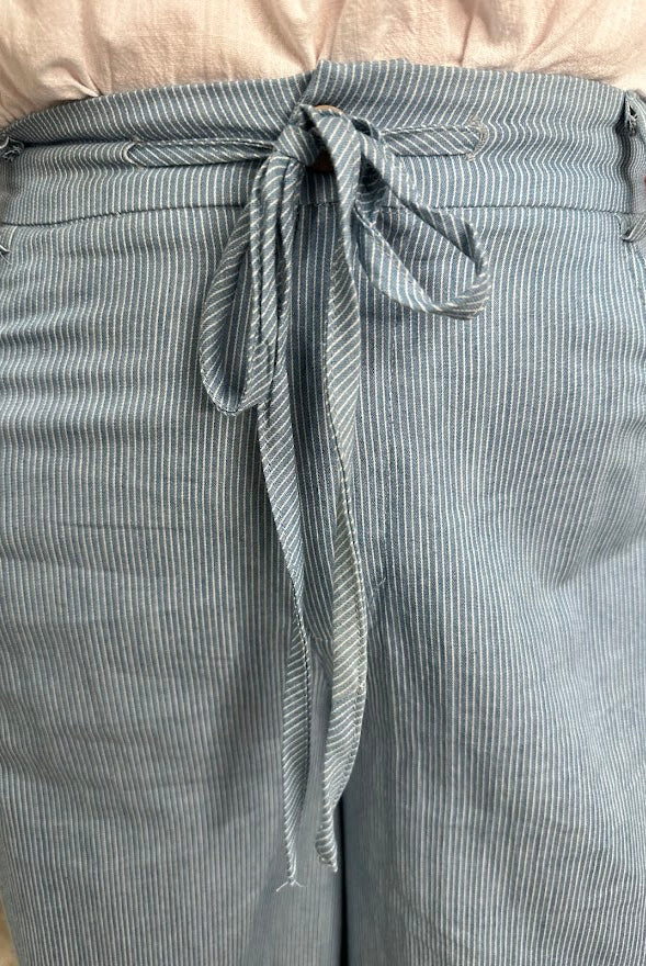 Denim Blue Stripe Wide Leg Pants