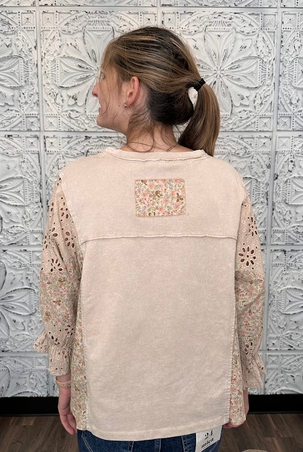 Desert Bloom Patchwork Mineral Wash Top