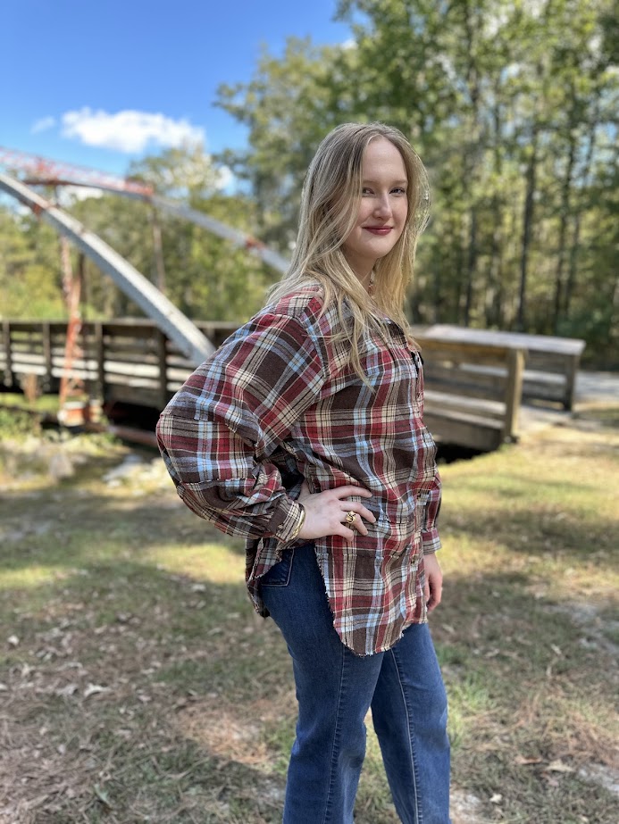 plaid shirt tunic, oversized flannel, plus size plaid top, relaxed button down, casual fall layering shirt, mineral washed plaid, raw hem flannel, women’s plaid tunic, 100% cotton flannel, cozy fall shirt