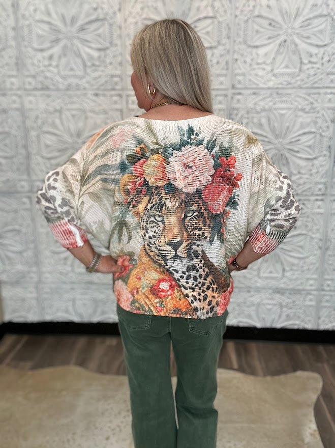 Floral Leopard Graphic Long Sleeve Top