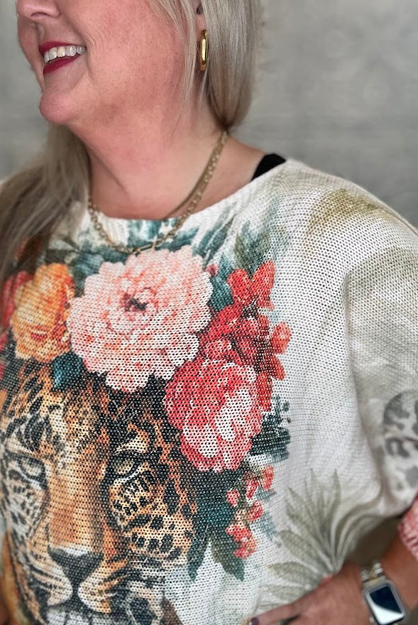 Floral Leopard Graphic Long Sleeve Top