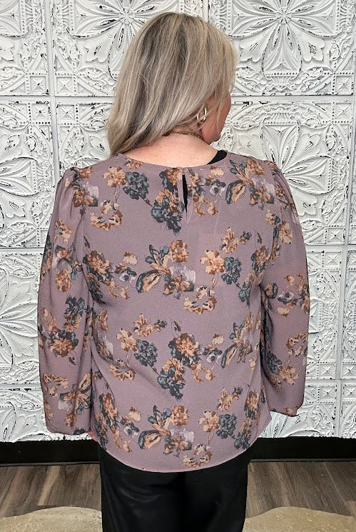 Floral Print Long Sleeve Blouse