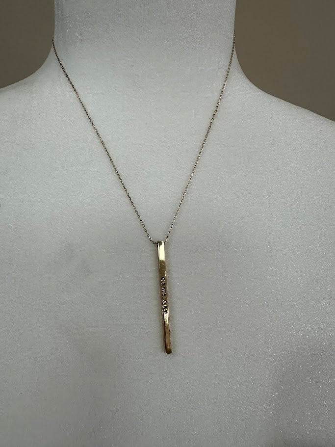 gameday necklace, gold bar necklace, engraved necklace, fan jewelry, minimalist gameday jewelry, football jewelry