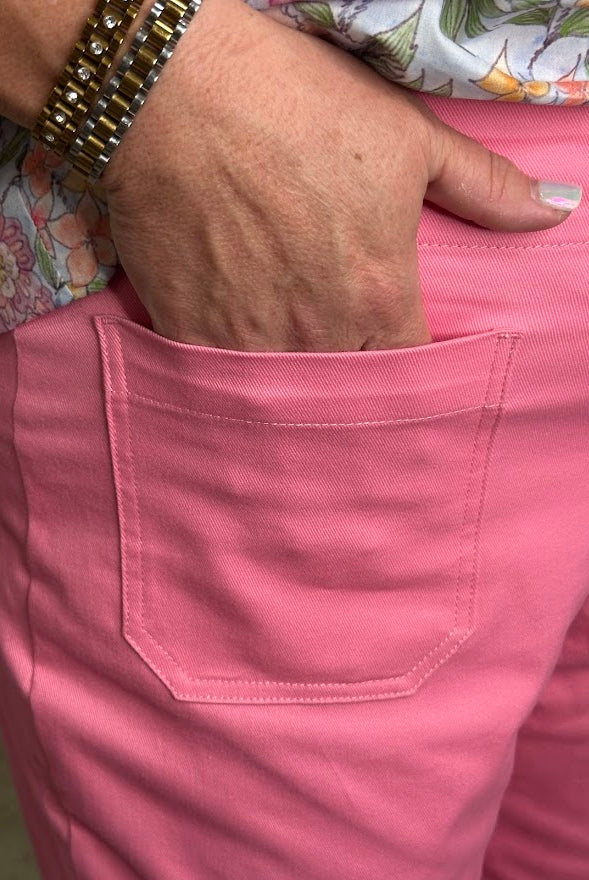 High Waist Wide Leg Crop Pants with Patch Pockets