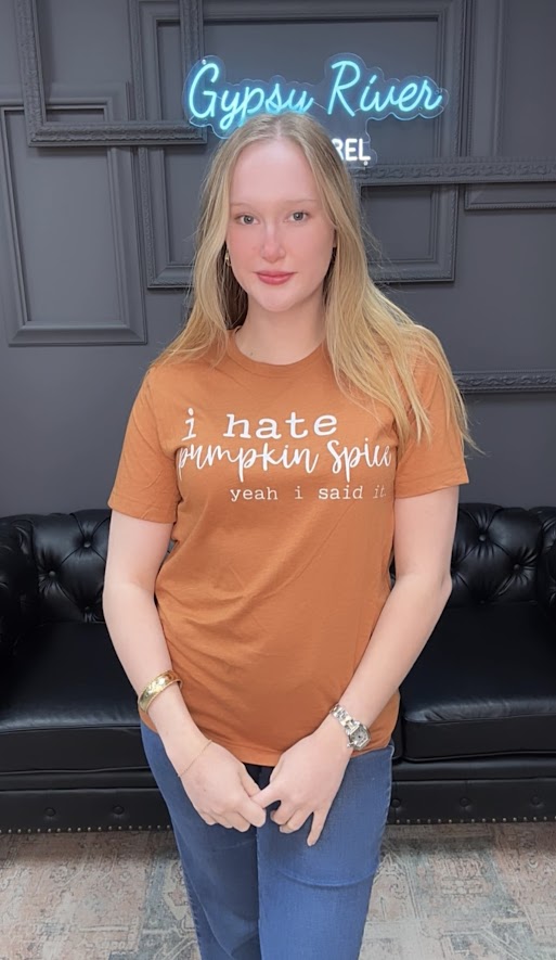 Keywords: funny t-shirt, fall graphic tee, sarcastic pumpkin spice shirt, witty autumn shirt, Bella Canvas 3001, unisex graphic tee, novelty humor, everyday wear, cozy clothes, street fashion, trendy shirts, seasonal apparel, sarcastic humor