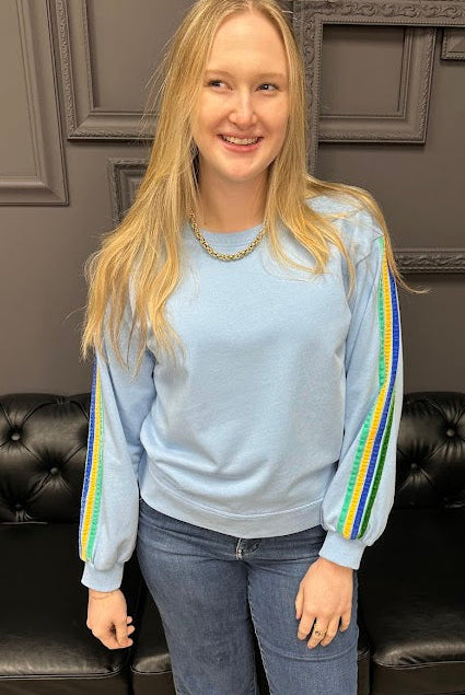 washed sweatshirt, drop shoulder sweatshirt, velvet trim sweatshirt, casual women’s sweatshirt, boutique sweatshirts, Gypsy River Apparel