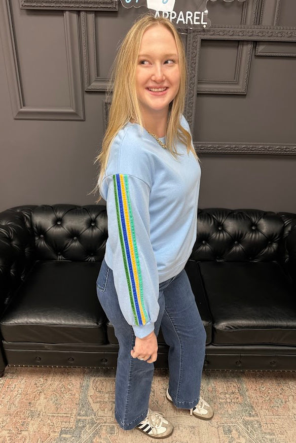 washed sweatshirt, drop shoulder sweatshirt, velvet trim sweatshirt, casual women’s sweatshirt, boutique sweatshirts, Gypsy River Apparel
