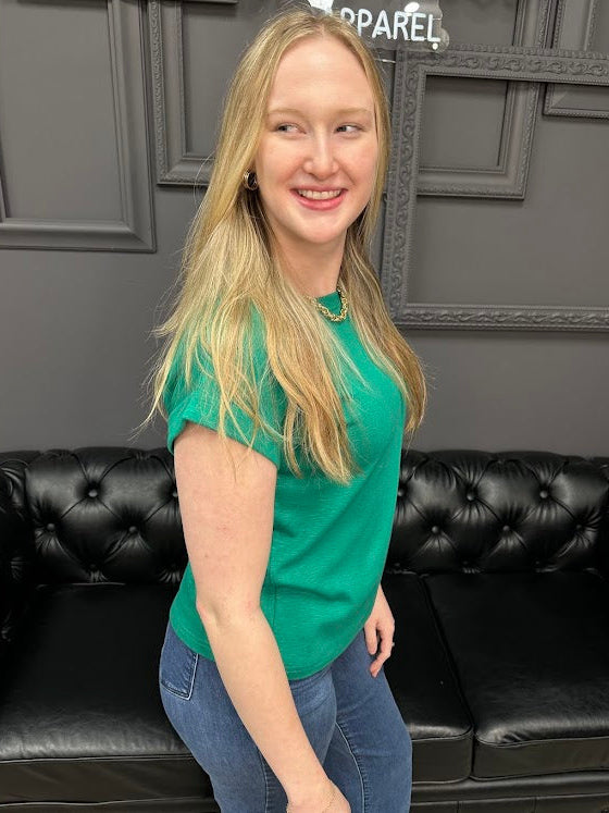 cotton modal tee, slub tee, rolled sleeve tee, women’s basic tee, everyday t-shirt, boutique basics, Gypsy River Apparel